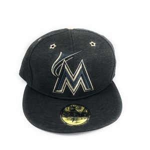 BRAND NEW MIAMI MARLINS 59FIFTY HAT SZ 7 1/2 GRAY